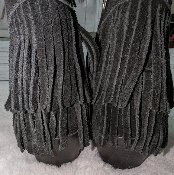 All Saints Salerno Suede Fringe Ankle Boots 37/6 - Picture 7 of 12